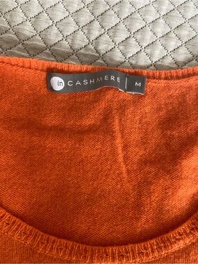InCashmere Vibrant Orange Crewneck Cashmere Top